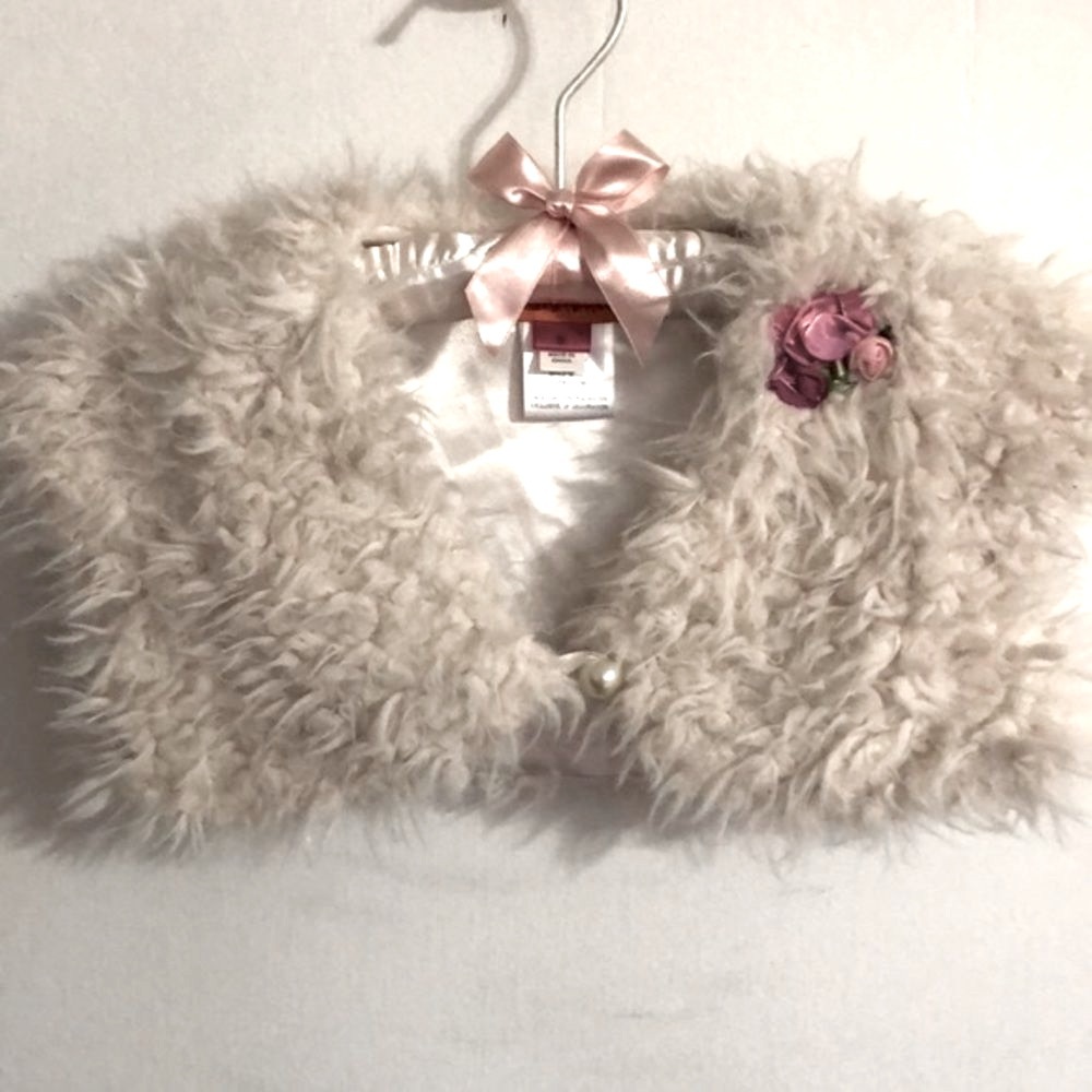 Kate Mack Embellished Shaggy Shrug Size 5 - Picture 2 of 7